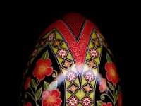 Scarlet Posies Pysanka Pysanky Ukrainian Easter Egg Batik Art by So Jeo : Pysanky pysanka ukrainian easter egg batik art sojeo florals flowers birds stars trees vines blooms buds scarlet posies bluebird owl art sojeo so jeo eggshell egg shell blown decoration ivy garden rainbow rosie posy nightshad victorian trees etched brown chicken eggs turkey